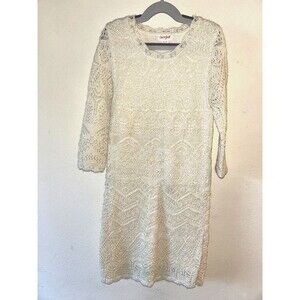 Cat & Jack Sparkle Sweater Dress Girls Med 7 8 Lace Knit Cream